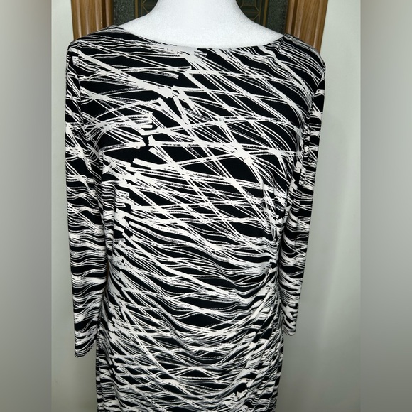 Anne Klein Midi Pull On Dress Ruche 3/4 Sleeves - Picture 3 of 10